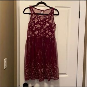 Beautiful size 18 burgundy Justice dress